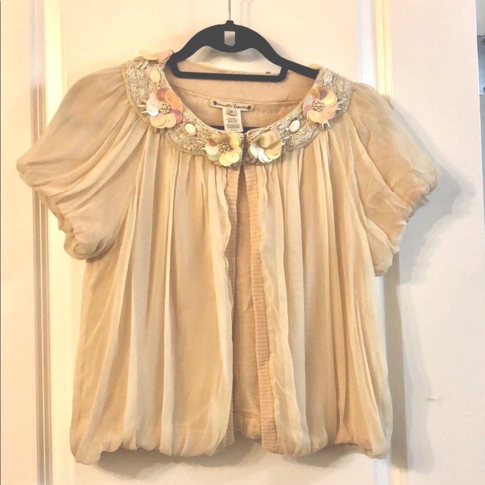 Nanette Lapore merino wool with chiffon blazer